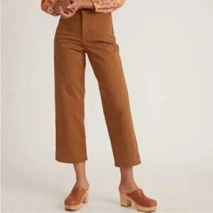 Marine Layer Womens‎ Bridget Slim Wide Leg Crop Pant Stretch Brown Size 4 Petite